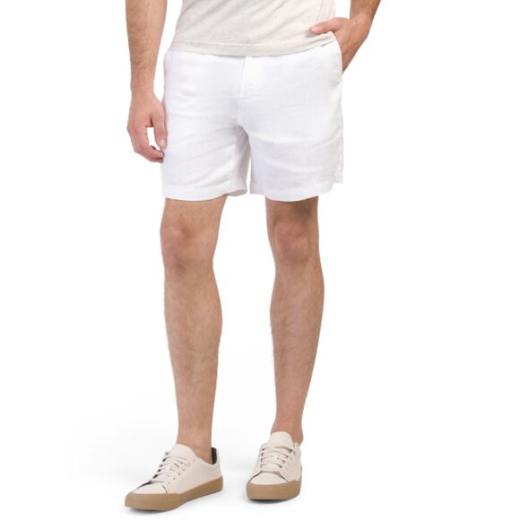 DANIEL HECHTER PARIS Bright White Linen Tailored Shorts - Picture 1 of 2